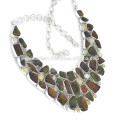 Ammolite naturelle et collier d&#39;argent sterling 925 en argent sterling